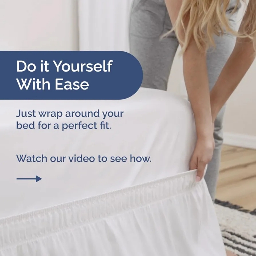 Wrap Around Dust Ruffle Bed Skirt – White - Bed Skirt for KING Size Beds with 15